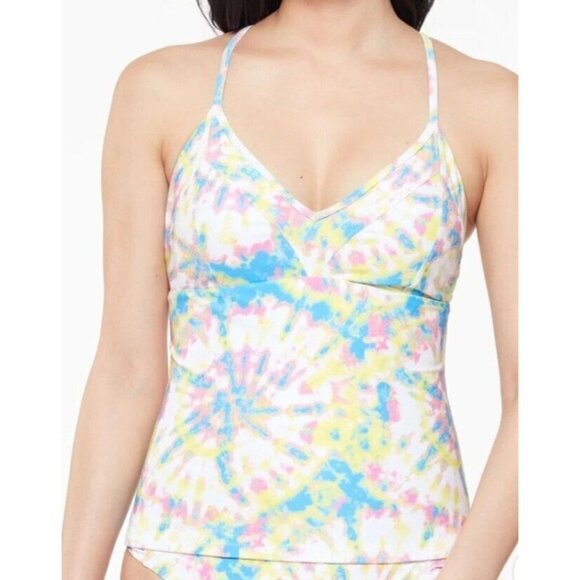JESSICA Simpson Women's Yellow Tie Dye Stretch Cross-Back. Size Small. NWT $68 - Picture 1 of 4